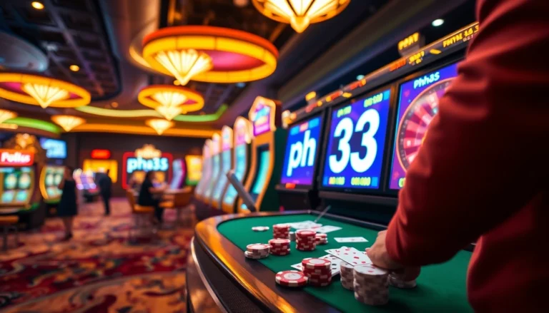 Experience the thrill of winning at the ph33 slot machine in a vibrant casino setting.