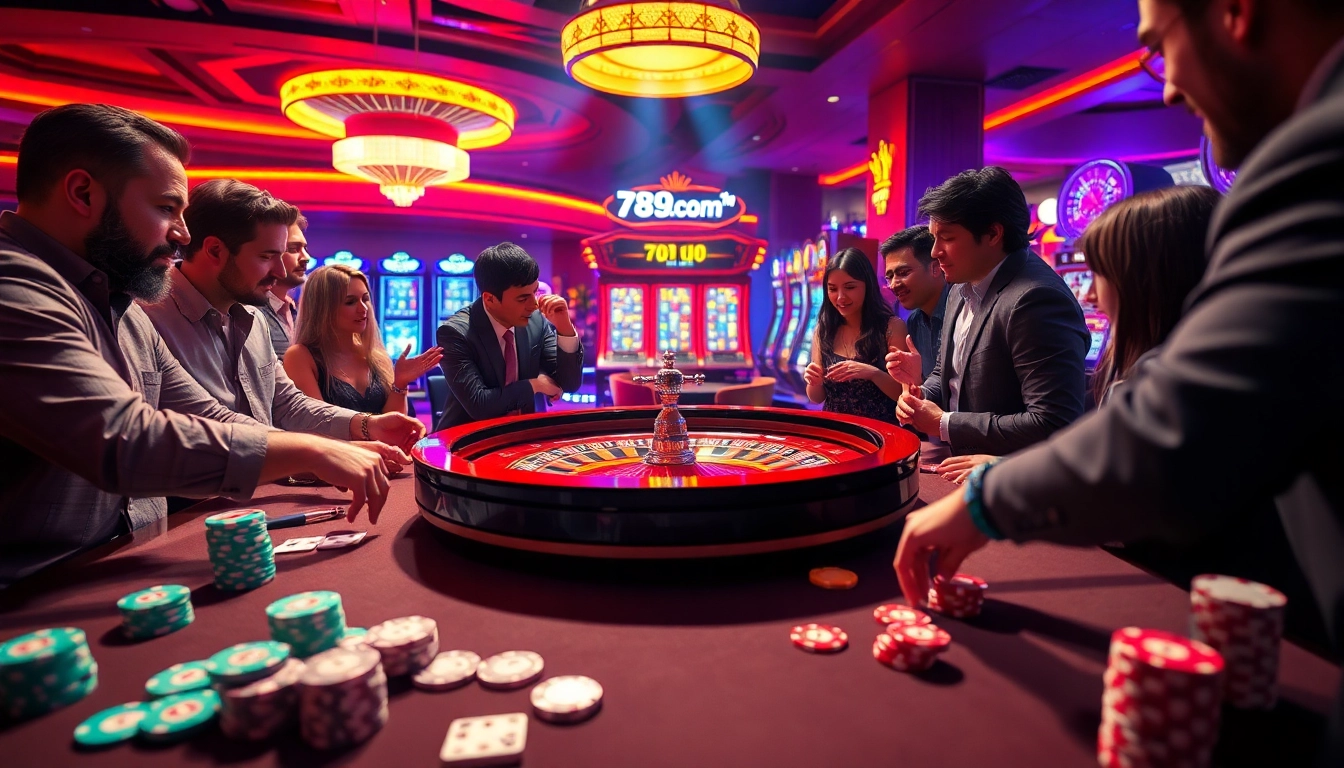 Experience thrilling roulette action at 789f.com with lively players and sparkling casino lights.